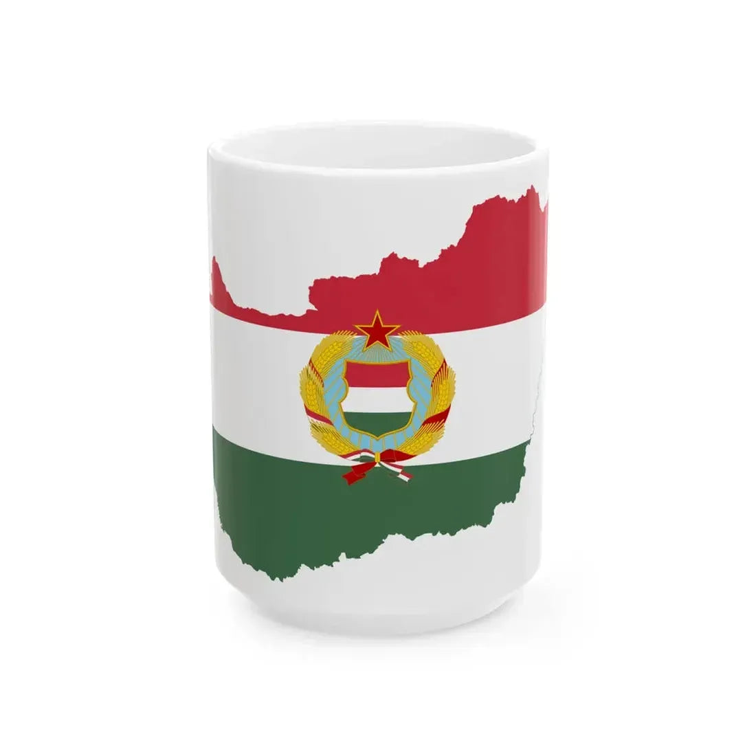 Flag-map of Hungary 1957-1990 government ensign (Hungary) White Coffee Mug 15oz - Go Mug Yourself