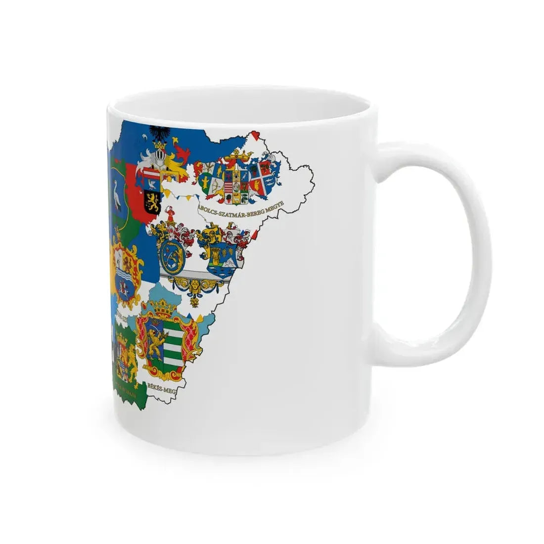 Flag-map of Hungary subdivisions (Hungary) White Coffee Mug - Go Mug Yourself