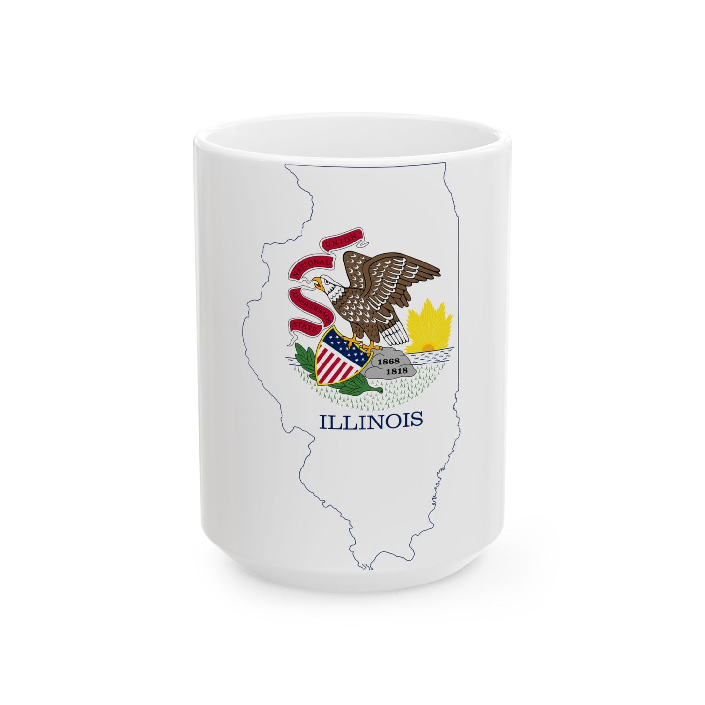 Flag map of Illinois (United States) White Coffee Mug-15oz-Go Mug Yourself