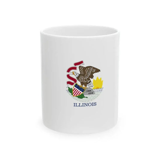 Flag-map of Illinois without stroke (United States) White Coffee Mug 11oz - Go Mug Yourself