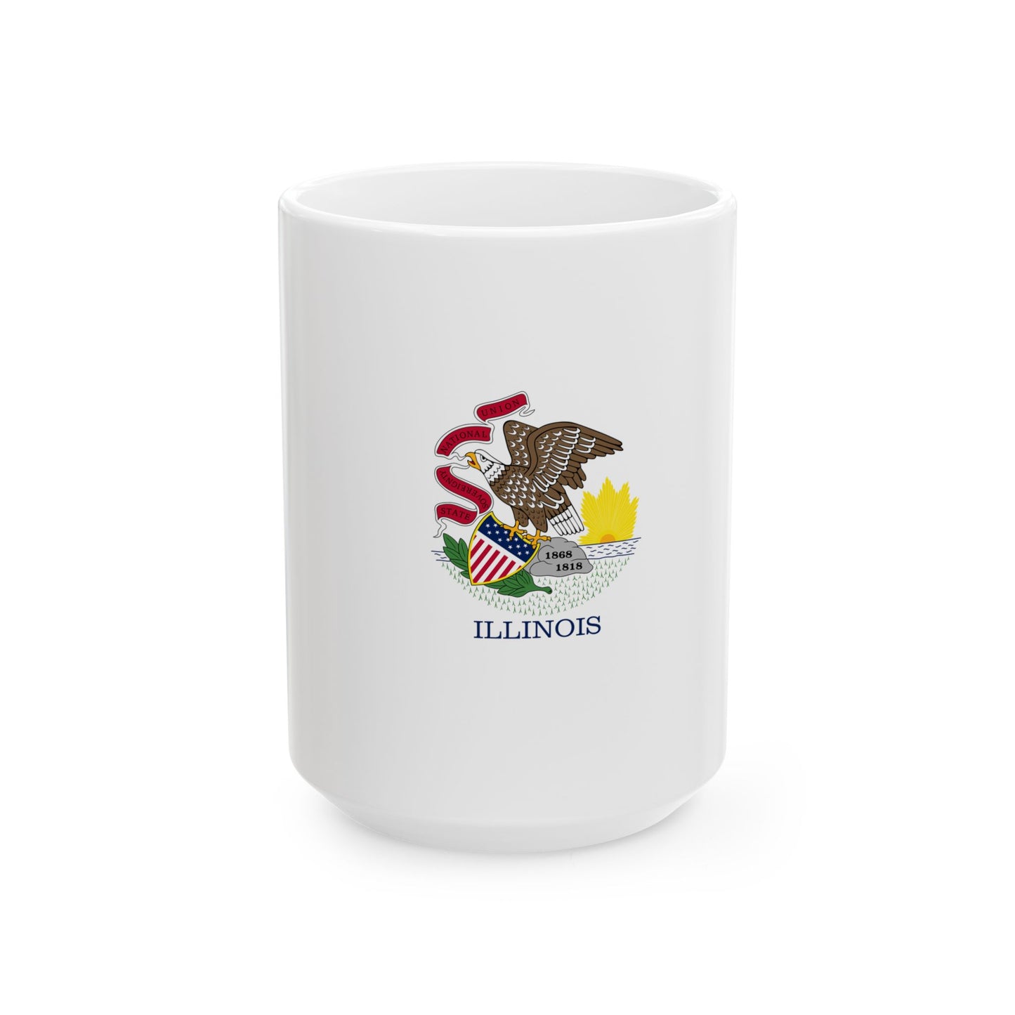 Flag-map of Illinois without stroke (United States) White Coffee Mug-15oz-Go Mug Yourself