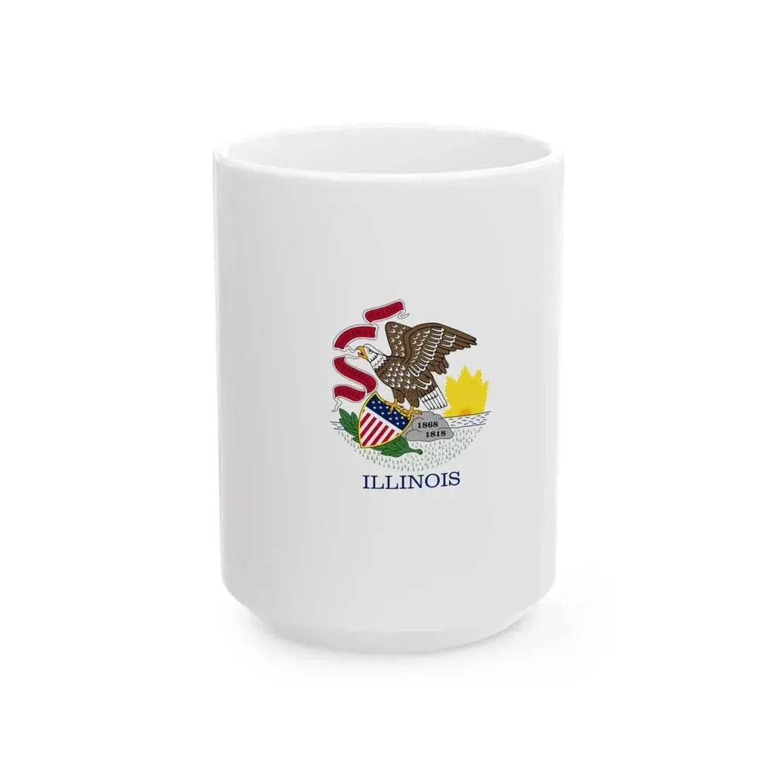 Flag-map of Illinois without stroke (United States) White Coffee Mug 15oz - Go Mug Yourself