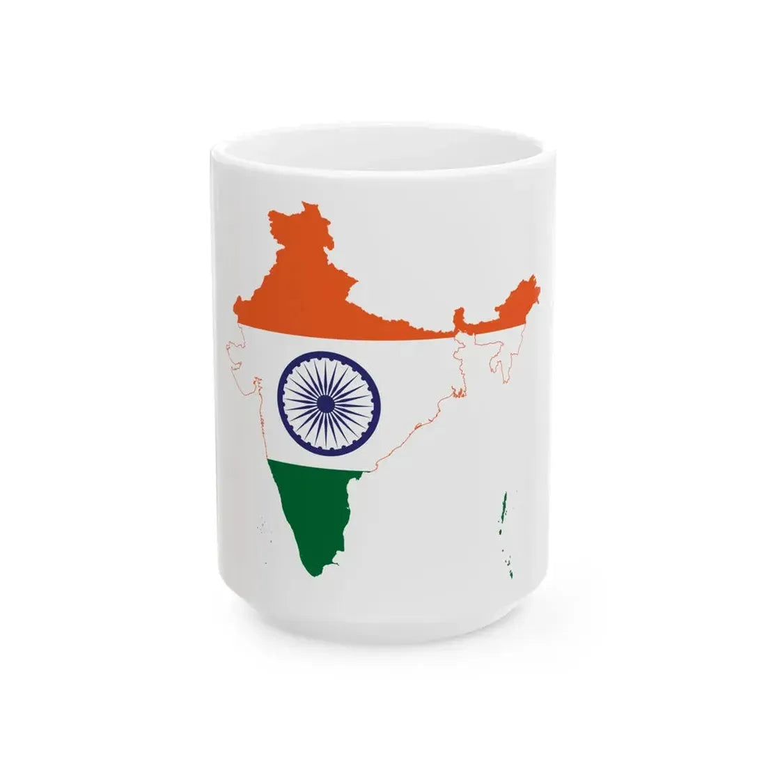 Flag-map of India de-facto (India) White Coffee Mug 15oz - Go Mug Yourself