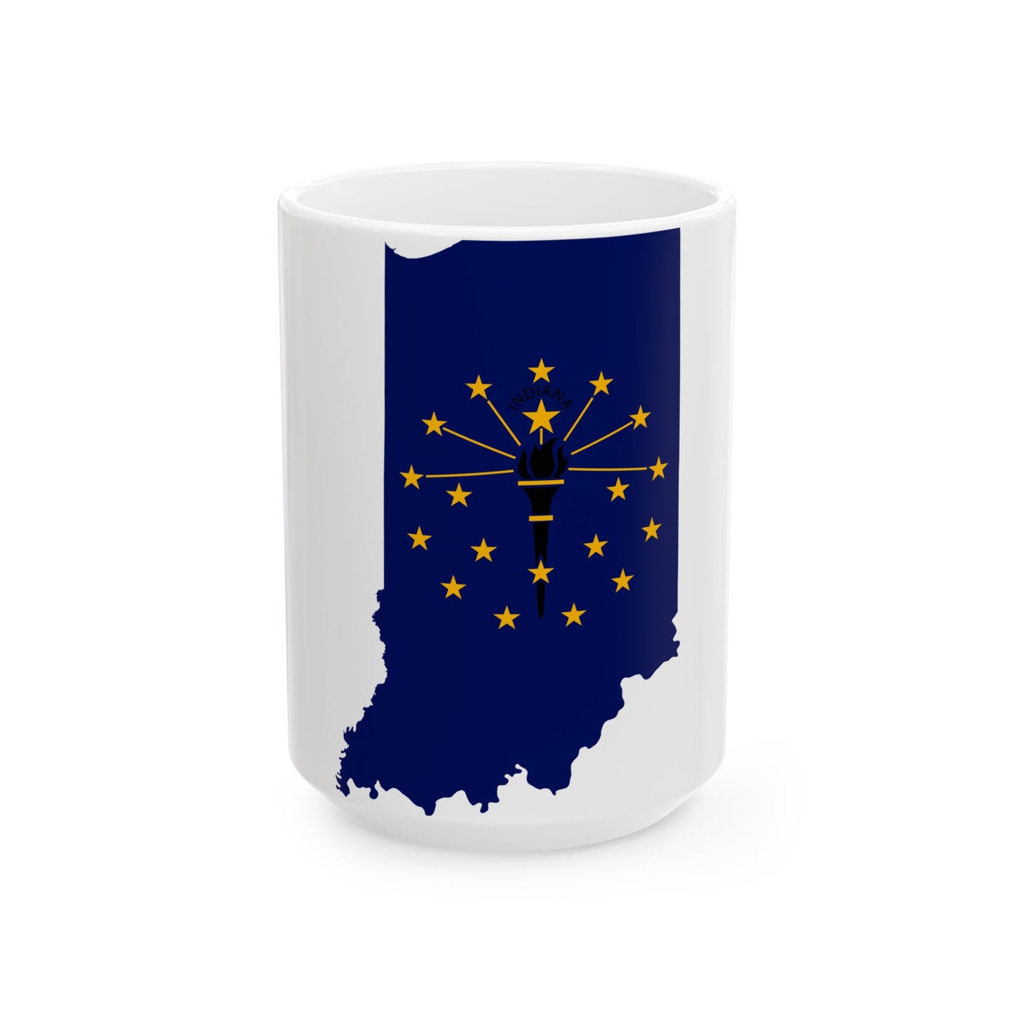 Flag map of Indiana (United States) White Coffee Mug-15oz-Go Mug Yourself