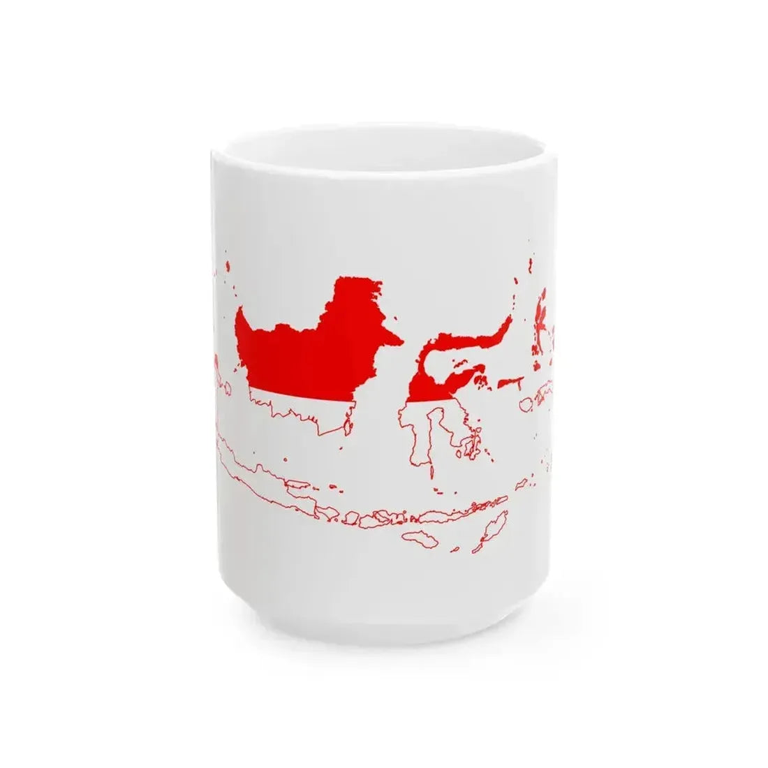 Flag map of Indonesia (Indonesia) White Coffee Mug 15oz - Go Mug Yourself