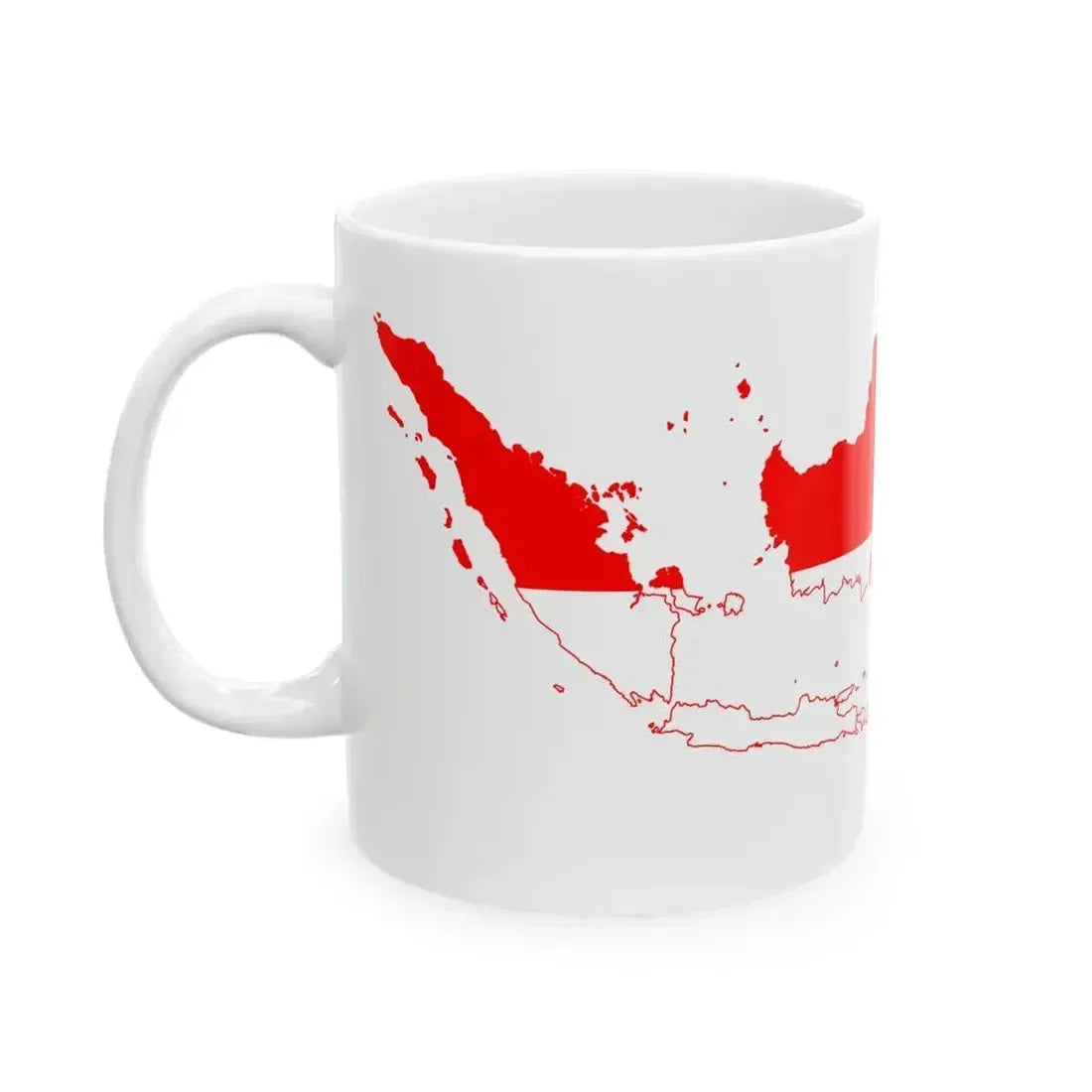 Flag map of Indonesia (Indonesia) White Coffee Mug - Go Mug Yourself