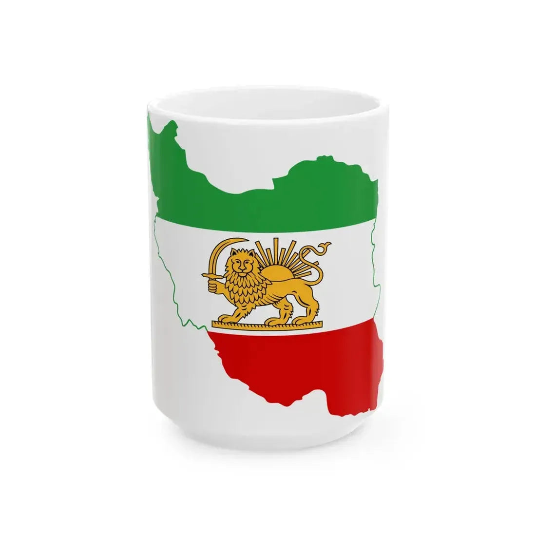 Flag-map of Iran 1964-1980 (Iran) White Coffee Mug 15oz - Go Mug Yourself