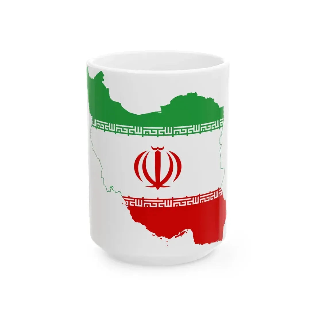 Flag-map of Iran precise boundaries (Iran) White Coffee Mug 15oz - Go Mug Yourself