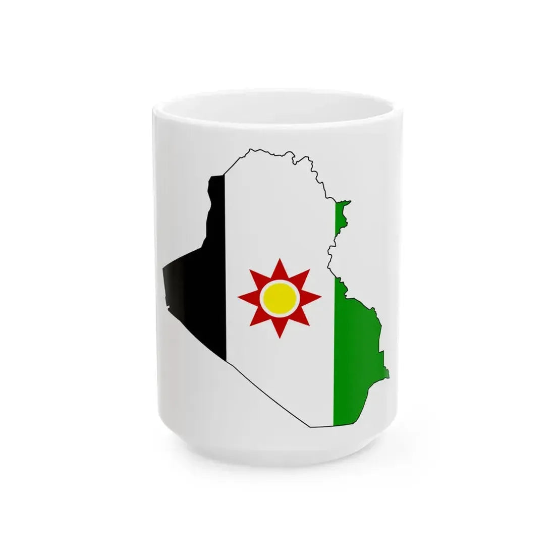 Flag-map of Iraq 1959-1963 (Iraq) White Coffee Mug 15oz - Go Mug Yourself