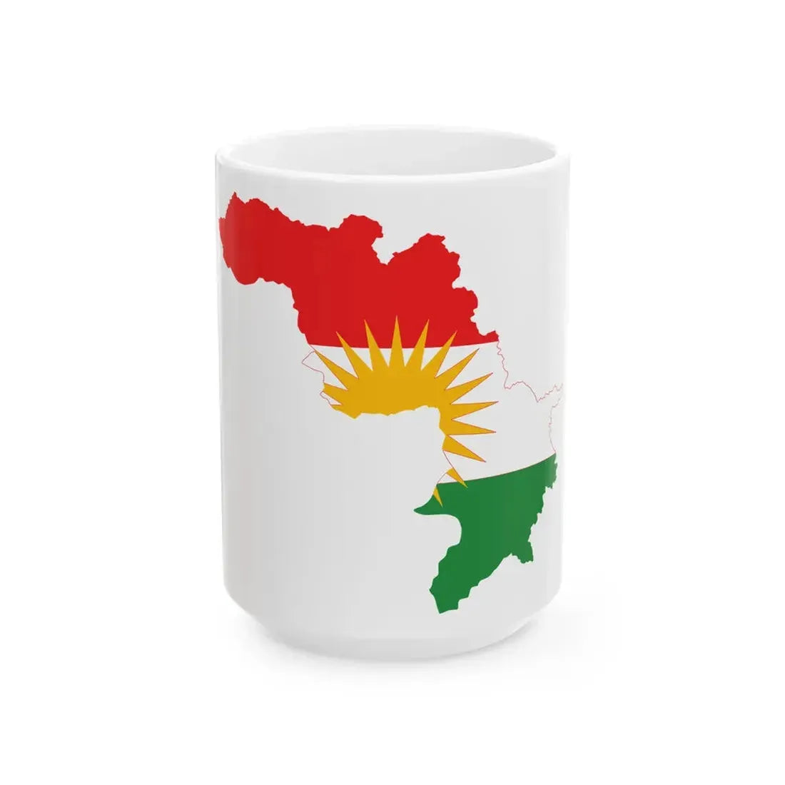 Flag-map of Iraqi Kurdistan (Iraq) White Coffee Mug 15oz - Go Mug Yourself