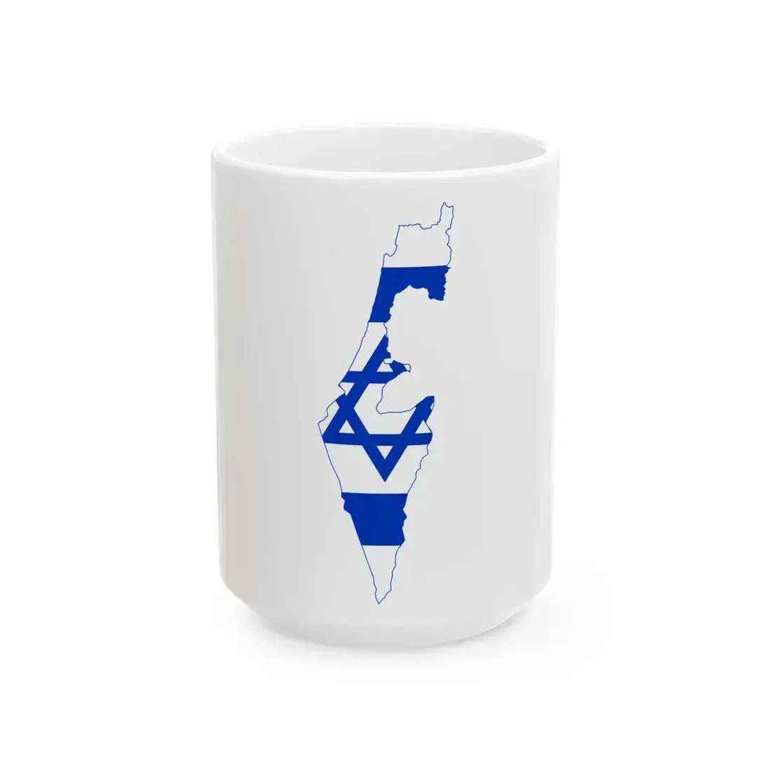 Flag-map of Israel precise boundaries (Israel) White Coffee Mug 15oz - Go Mug Yourself