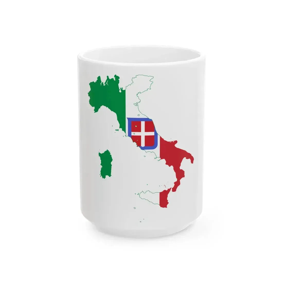 Flag-map of Italy 1870-1919 (Italy) White Coffee Mug 15oz - Go Mug Yourself
