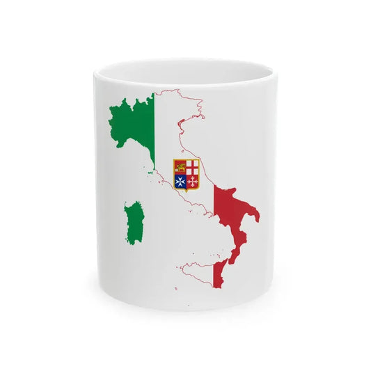 Flag-map of Italy civil ensign (Italy) White Coffee Mug 11oz - Go Mug Yourself