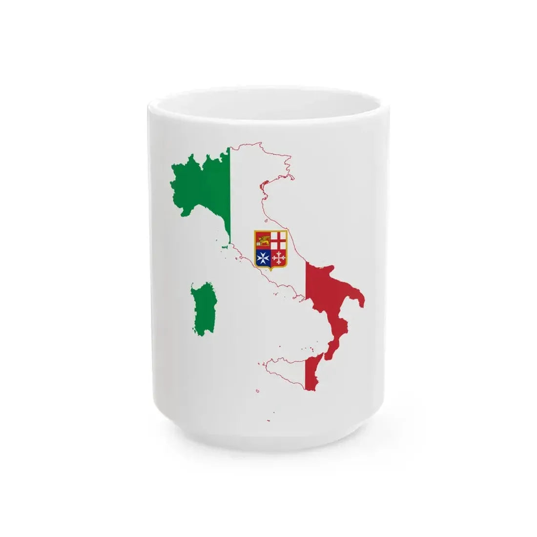 Flag-map of Italy civil ensign (Italy) White Coffee Mug 15oz - Go Mug Yourself