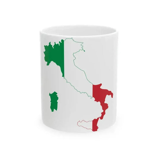Flag map of Italy (Italy) White Coffee Mug 11oz - Go Mug Yourself