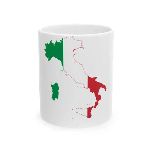 Flag-map of Italy (Italy) White Coffee Mug 11oz - Go Mug Yourself