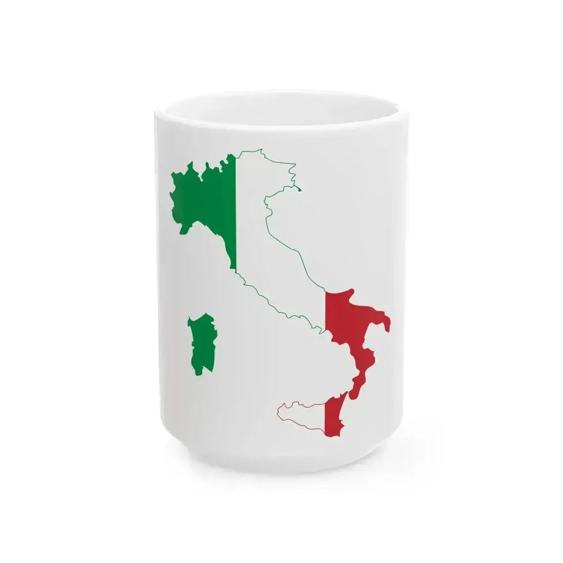 Flag map of Italy (Italy) White Coffee Mug 15oz - Go Mug Yourself