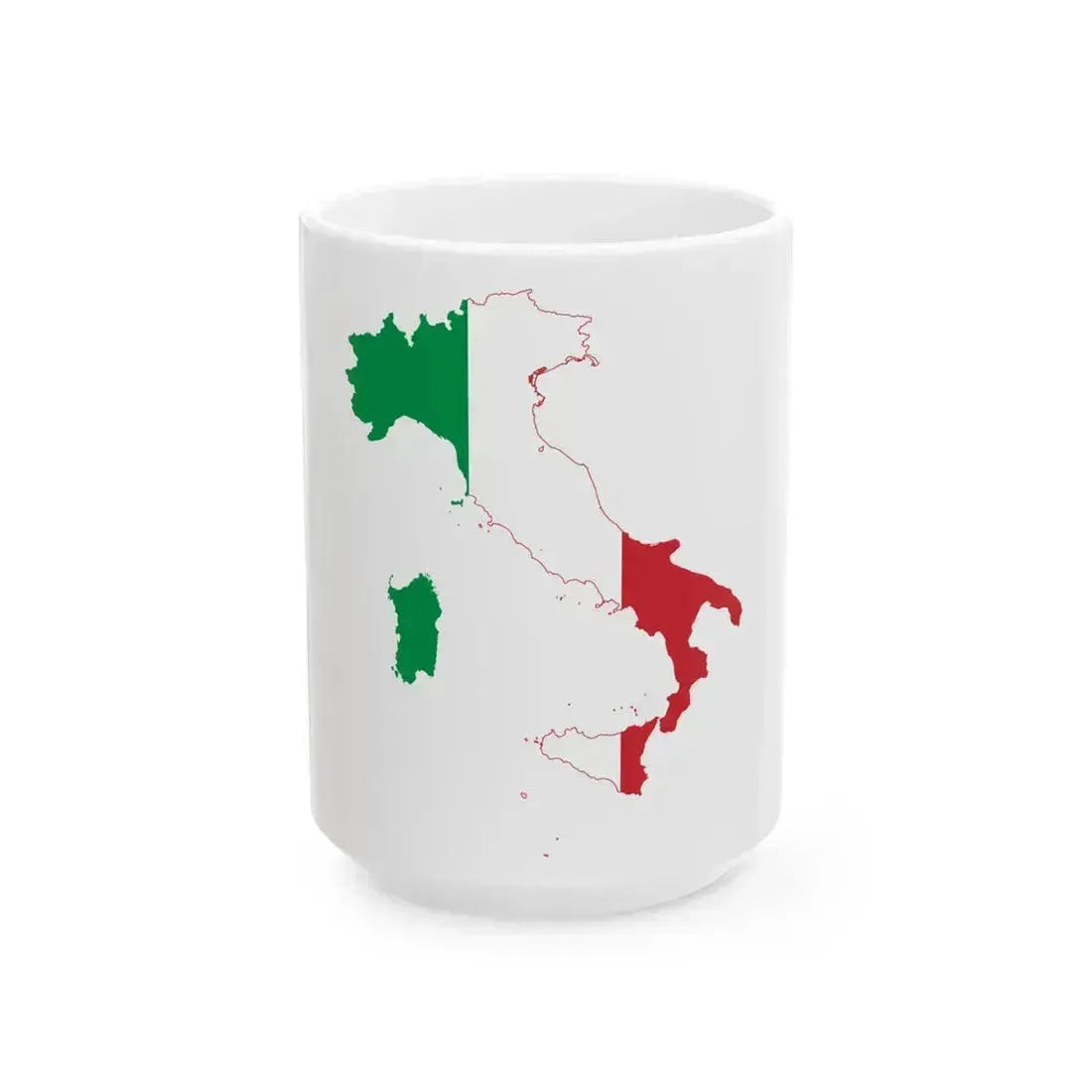 Flag-map of Italy (Italy) White Coffee Mug 15oz - Go Mug Yourself