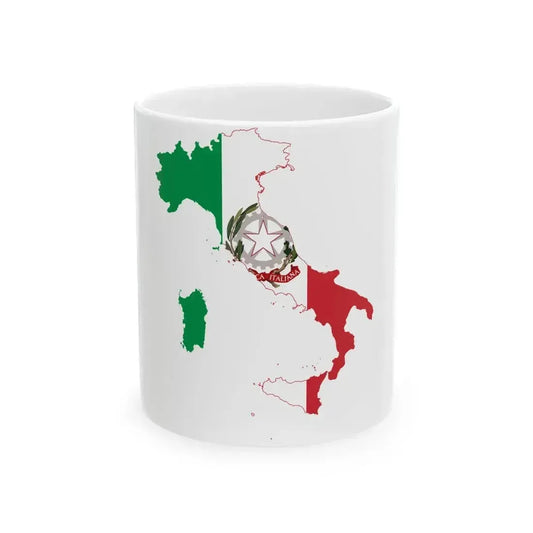 Flag map of Italy State Ensign (Italy) White Coffee Mug 11oz - Go Mug Yourself