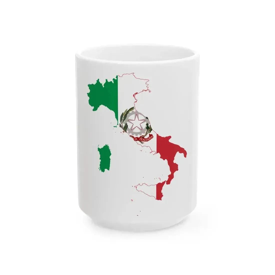 Flag map of Italy State Ensign (Italy) White Coffee Mug 15oz - Go Mug Yourself