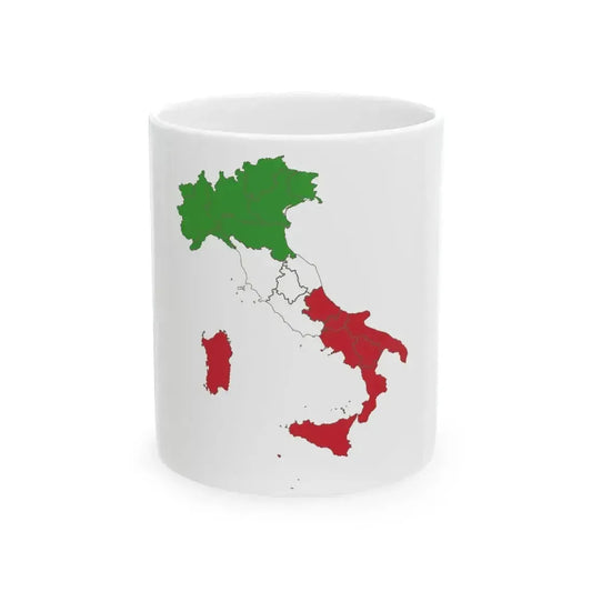 Flag map of Italy with regions (Italy) White Coffee Mug 11oz - Go Mug Yourself