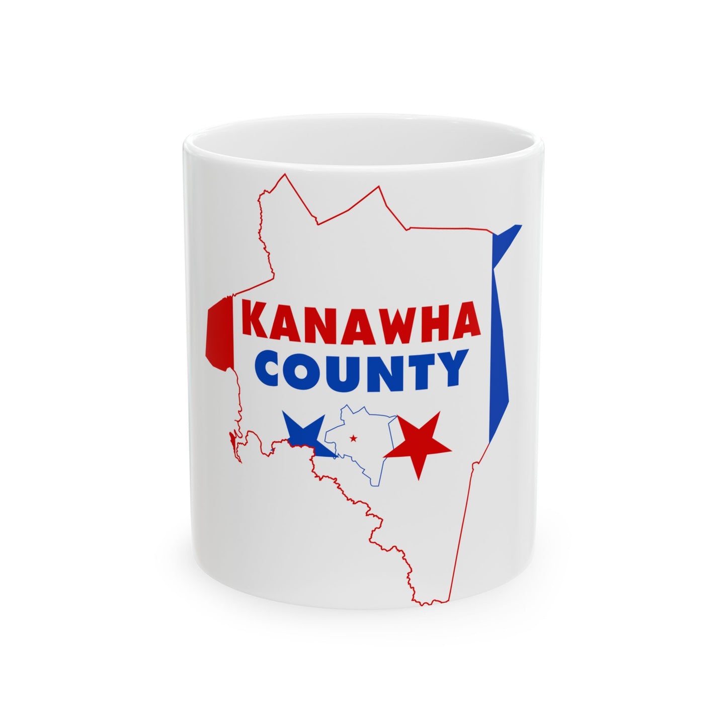 Flag map of Kanawha County West Virginia (United States) White Coffee Mug-11oz-Go Mug Yourself