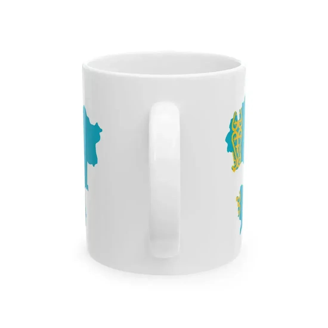 Flag map of Kazakhstan (Kazakhstan) White Coffee Mug - Go Mug Yourself