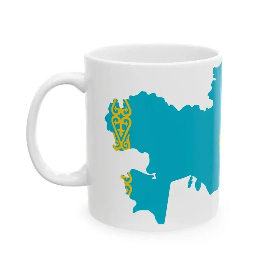 Flag map of Kazakhstan (Kazakhstan) White Coffee Mug - Go Mug Yourself