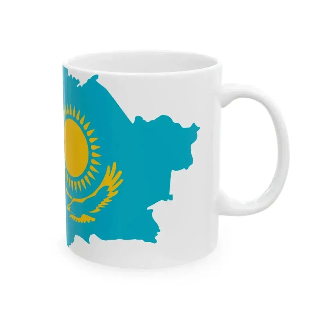 Flag map of Kazakhstan (Kazakhstan) White Coffee Mug - Go Mug Yourself