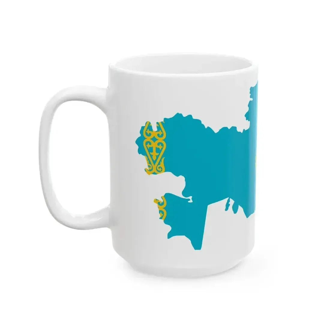Flag map of Kazakhstan (Kazakhstan) White Coffee Mug - Go Mug Yourself