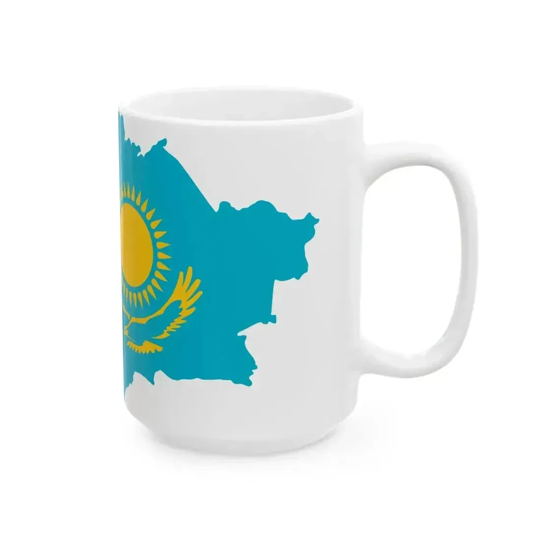 Flag map of Kazakhstan (Kazakhstan) White Coffee Mug - Go Mug Yourself