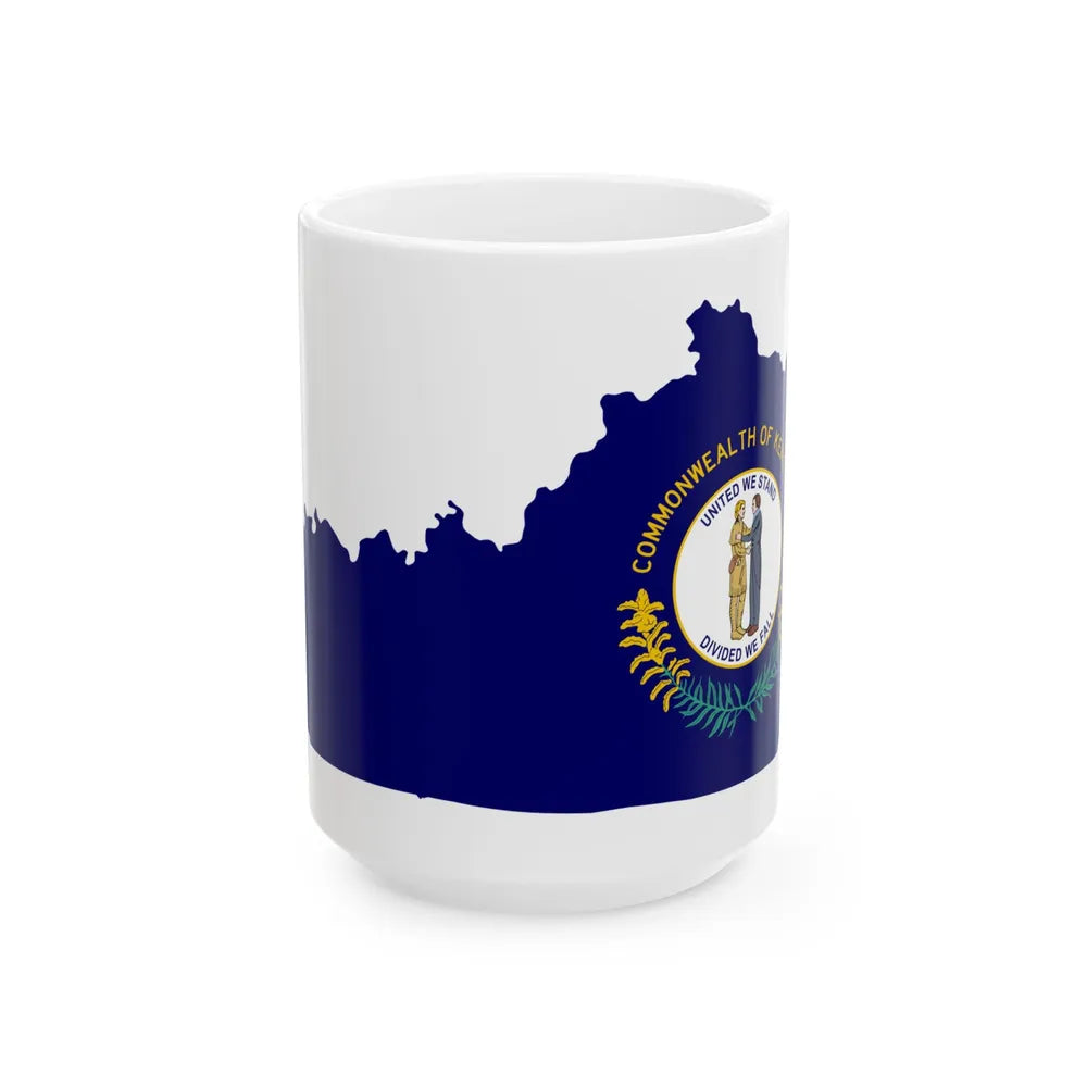 Flag-map of Kentucky (United States) White Coffee Mug 15oz - Go Mug Yourself