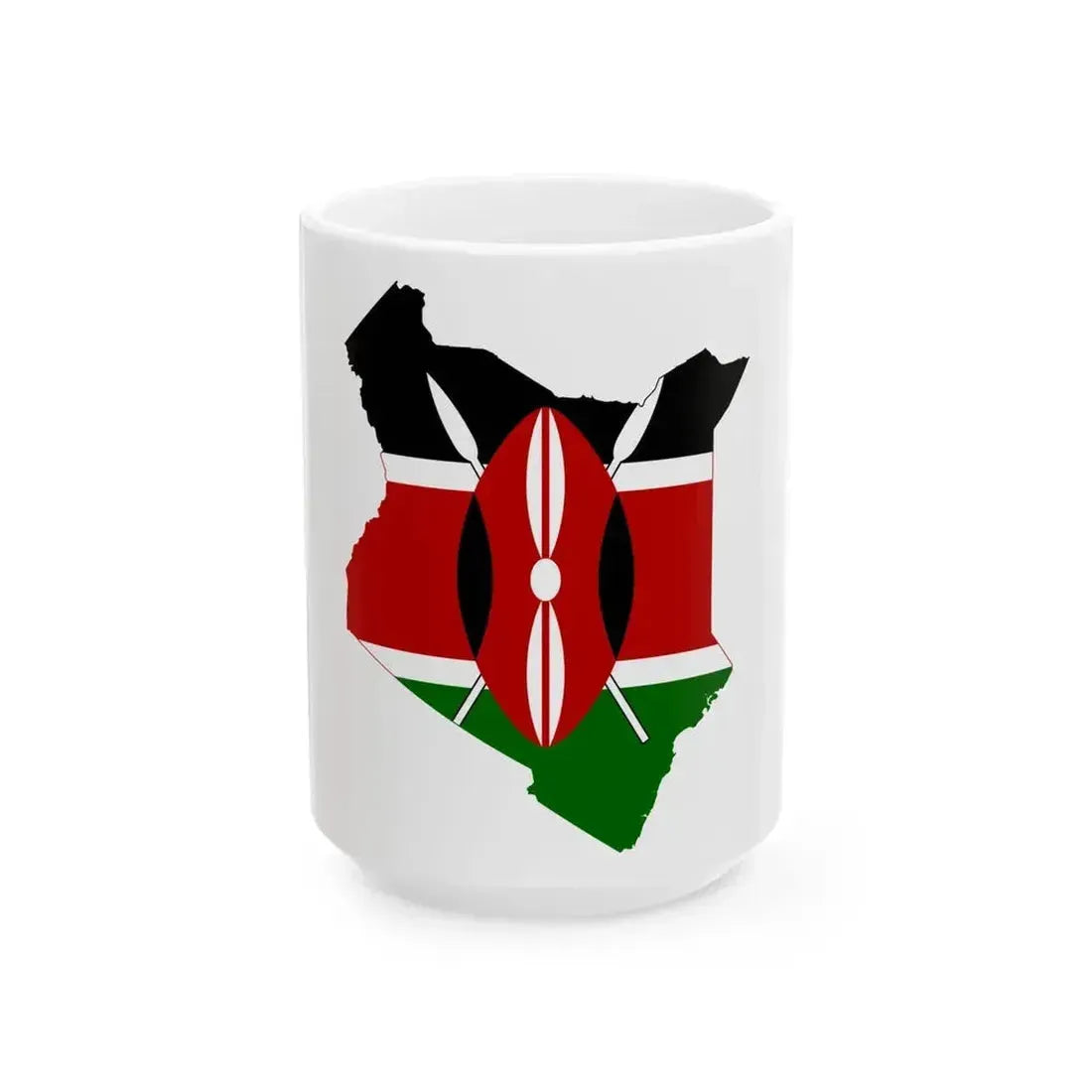 Flag map of Kenya (Kenya) White Coffee Mug 15oz - Go Mug Yourself