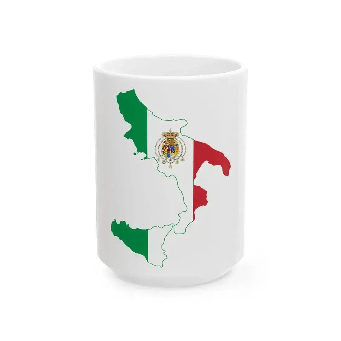 Flag-map of Kingdom of the Two Sicilies (Italy) White Coffee Mug 15oz - Go Mug Yourself