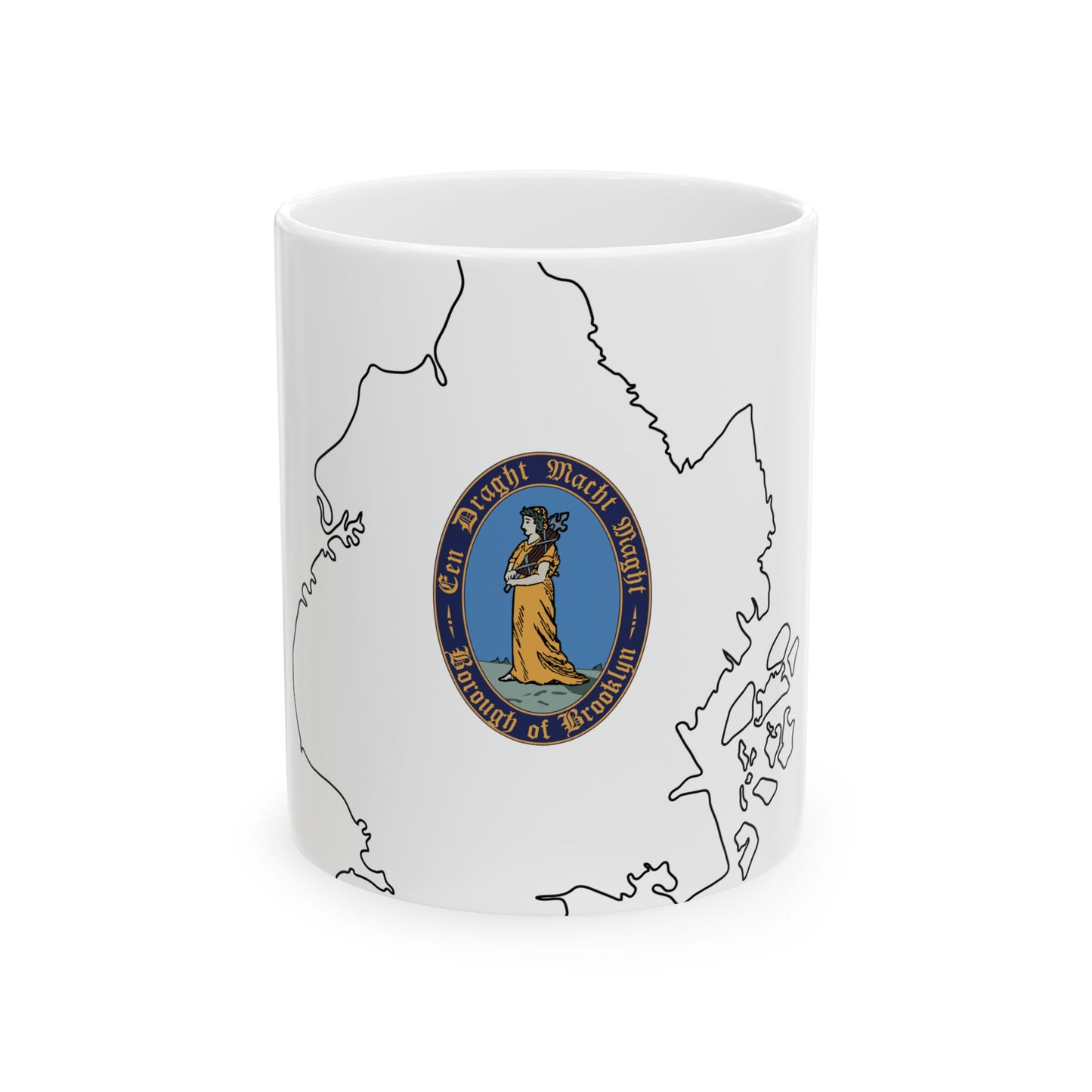Flag-map of Kings County New York (United States) White Coffee Mug-11oz-Go Mug Yourself