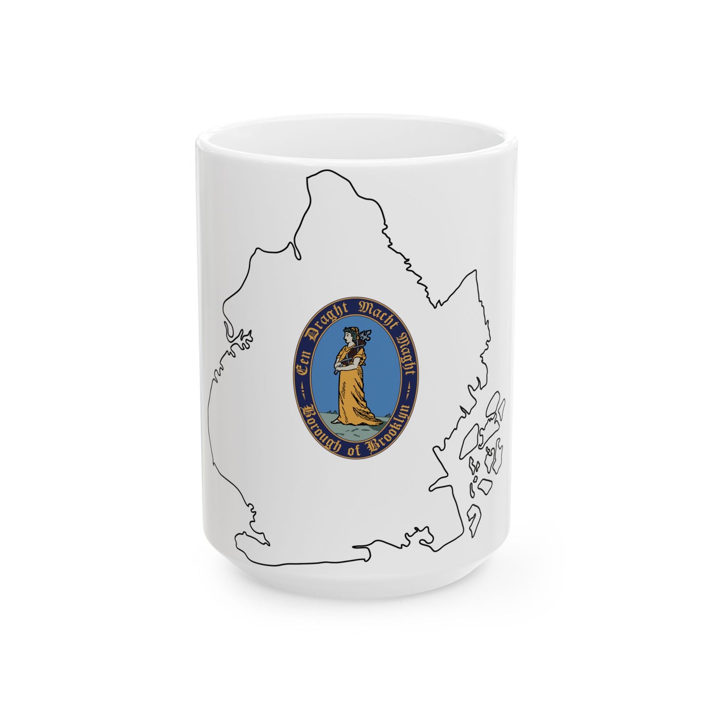 Flag-map of Kings County New York (United States) White Coffee Mug-15oz-Go Mug Yourself