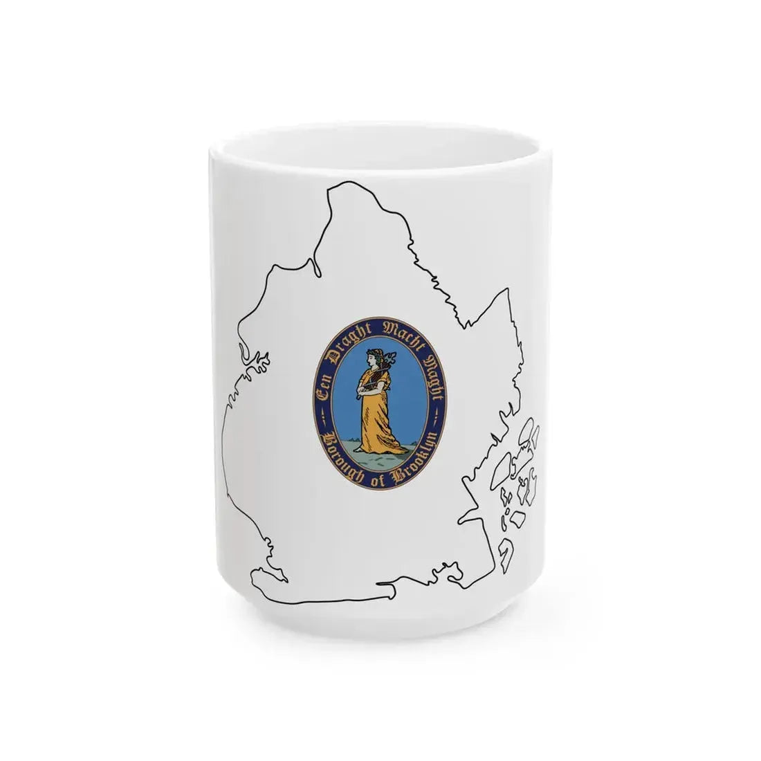 Flag-map of Kings County New York (United States) White Coffee Mug 15oz - Go Mug Yourself