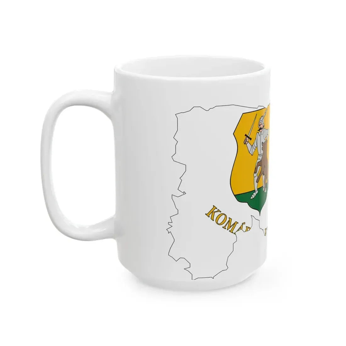Flag-map of Komarom-Esztergom County (Hungary) White Coffee Mug - Go Mug Yourself