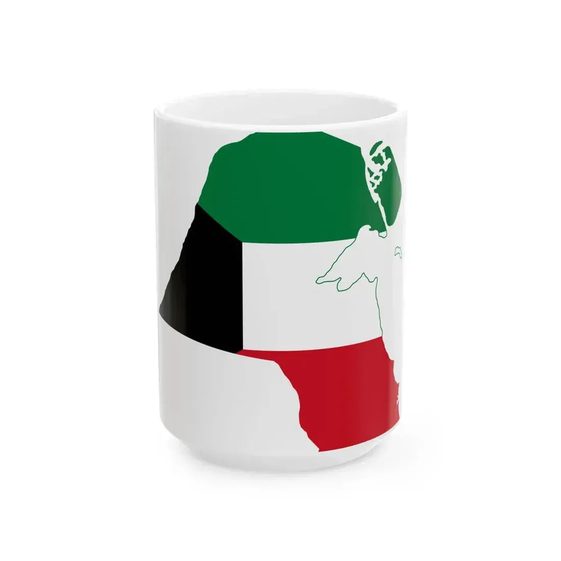 Flag-map of Kuwait (Kuwait) White Coffee Mug 15oz - Go Mug Yourself