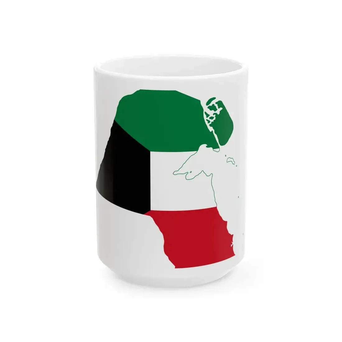 Flag-map of Kuwait with islands (Kuwait) White Coffee Mug 15oz - Go Mug Yourself
