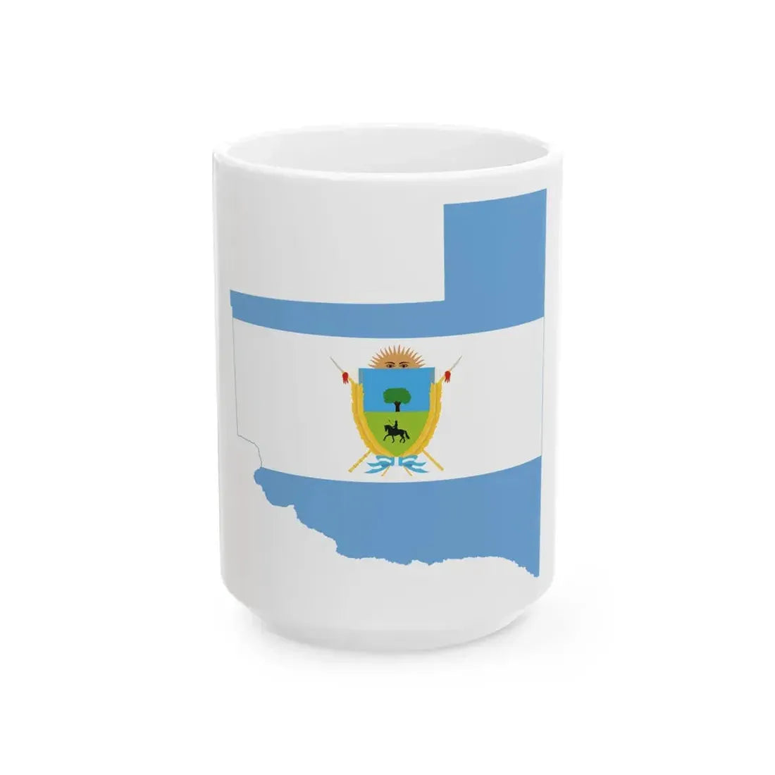 Flag-map of La Pampa Province (Argentina) White Coffee Mug 15oz - Go Mug Yourself
