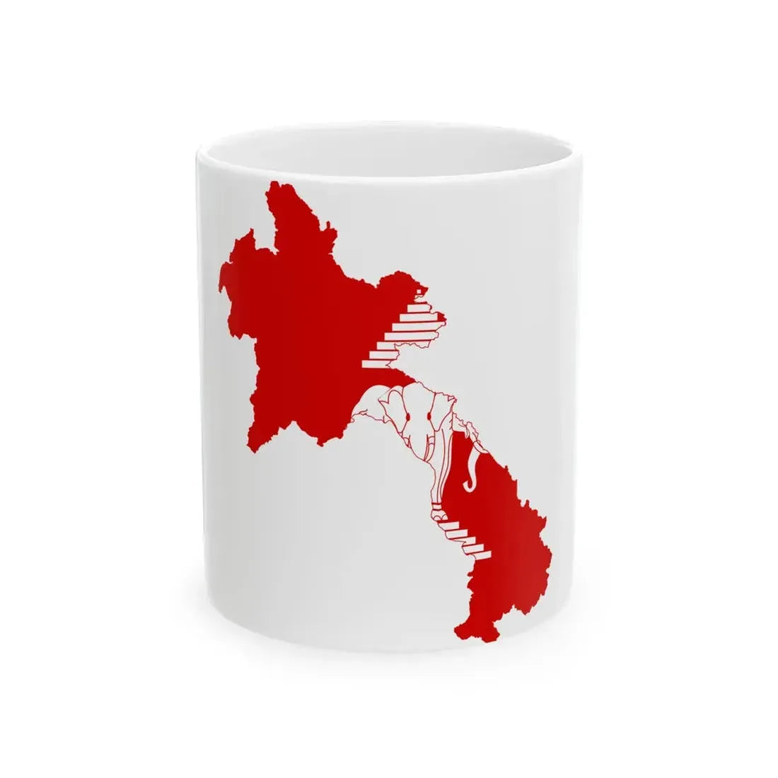 Flag-map of Laos 1952-1975 (Laos) White Coffee Mug 11oz - Go Mug Yourself