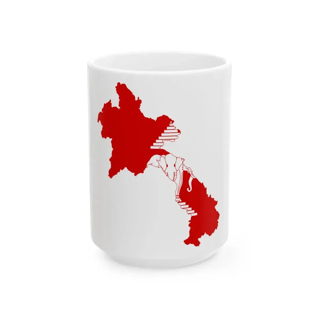 Flag-map of Laos 1952-1975 (Laos) White Coffee Mug 15oz - Go Mug Yourself