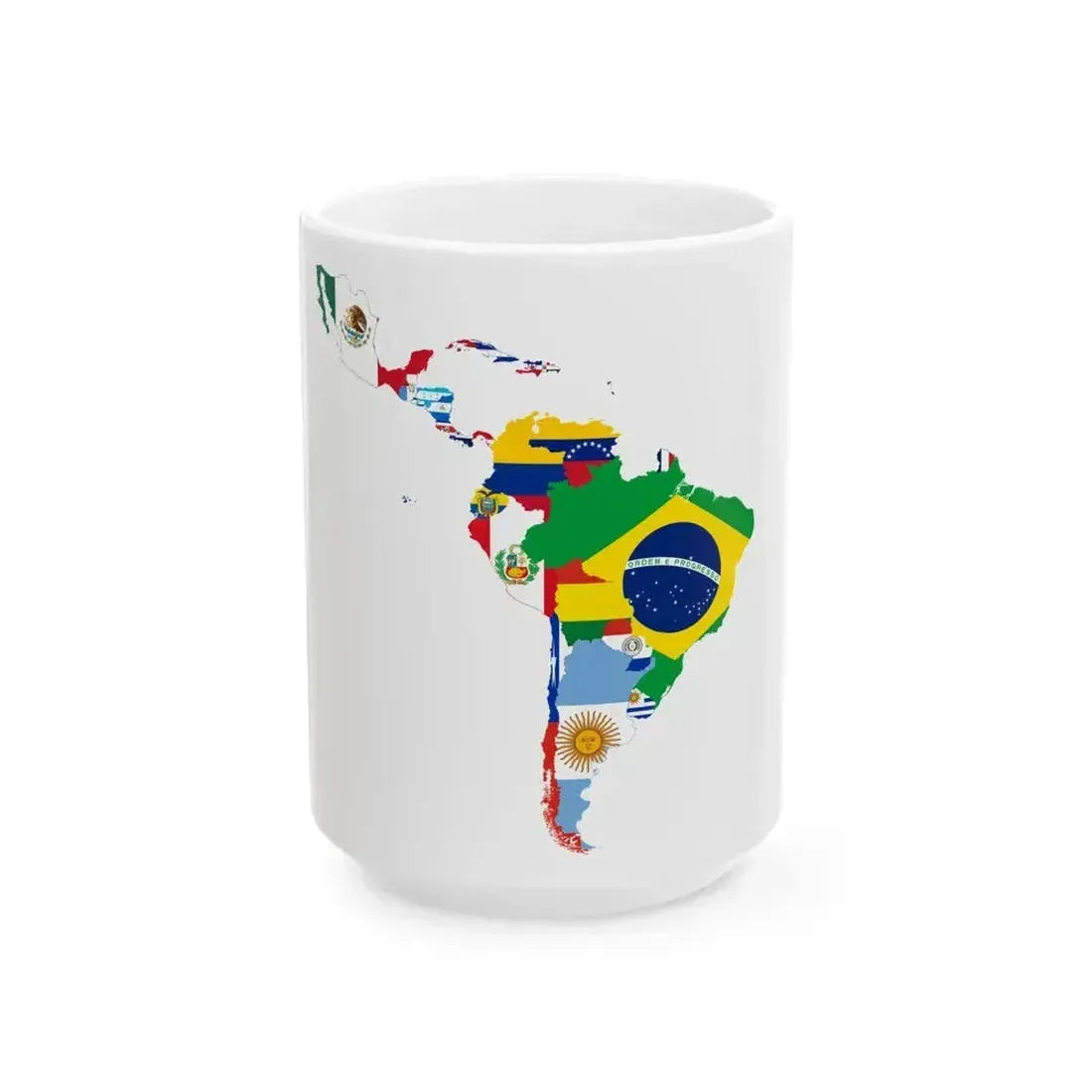 Flag map of Latin America (Costa Rica) White Coffee Mug 15oz - Go Mug Yourself