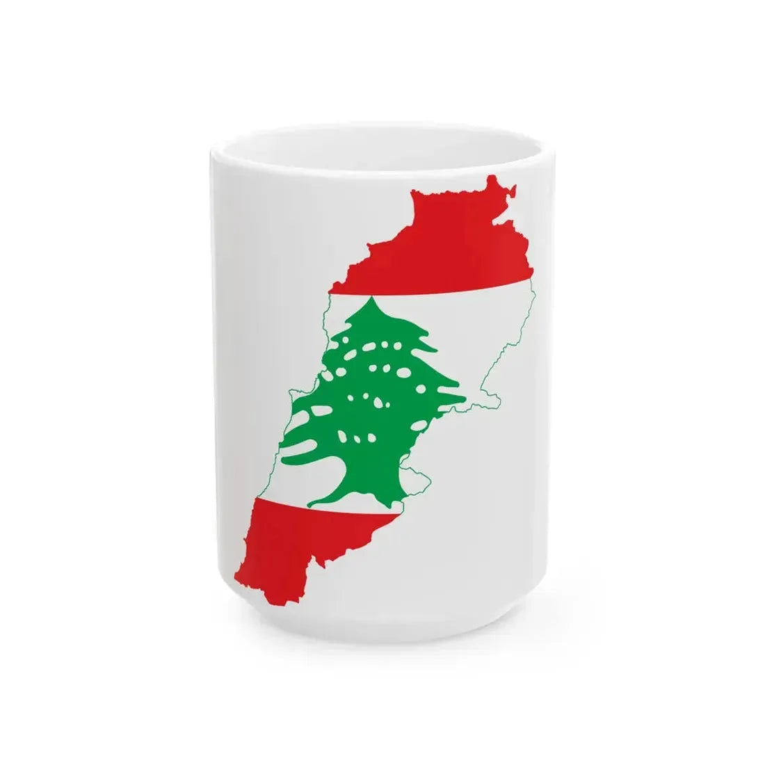 Flag-map of Lebanon (Lebanon) White Coffee Mug 15oz - Go Mug Yourself