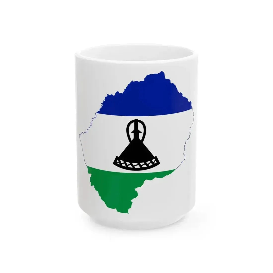 Flag map of Lesotho (Lesotho) White Coffee Mug 15oz - Go Mug Yourself