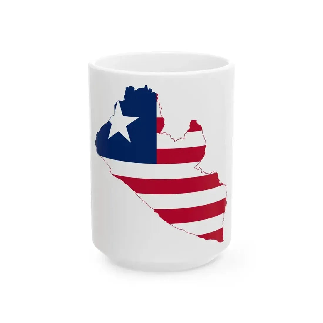 Flag map of Liberia (Liberia) White Coffee Mug 15oz - Go Mug Yourself