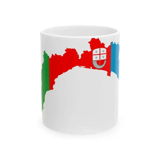 Flag map of Liguria (Italy) White Coffee Mug 11oz - Go Mug Yourself