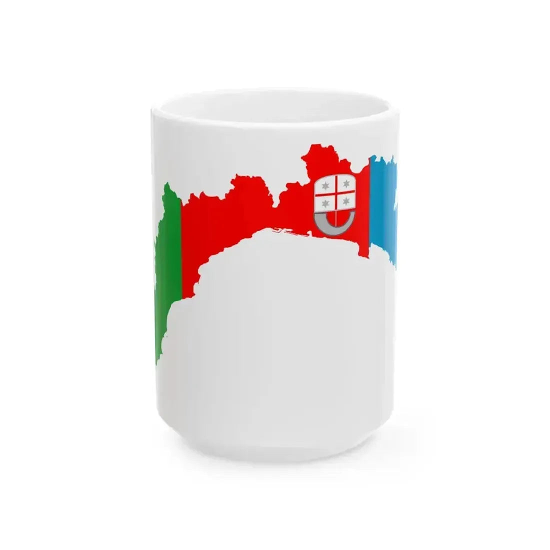 Flag map of Liguria (Italy) White Coffee Mug 15oz - Go Mug Yourself