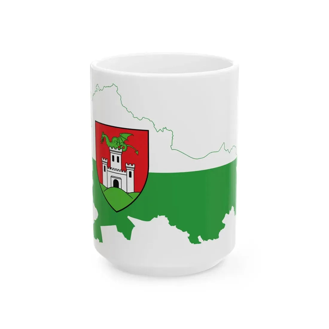 Flag-map of Ljubljana (Slovenia) White Coffee Mug 15oz - Go Mug Yourself